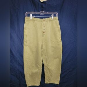 Casual Olive Button-Fly Jeans